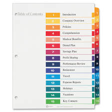 Avery Ready Index Table Of Contents Template Label Templates Binder Dividers Templates