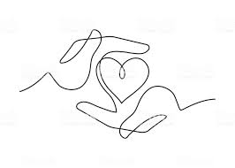 Drawing of heart anatomy step by step. Continuous Line Drawing Of Heart Between Two Human Hands Meaning Care Simple Line Drawings Line Art Drawings Heart Drawing