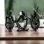 Minimalist Abstract Thinker Statue Set of 3 | Modern Resin Sculpture  Perfect for Home Office Shelf Decor