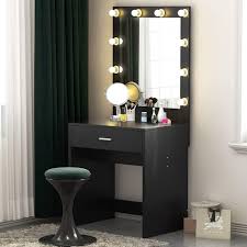 Modern wooden white bedroom vanity sets makeup table with stool and led bulbs fold mirror. Makeup Vanity With Lighted Mirror Dressing Table Dresser Desk For Bedroom Stool Not Included On Sale Overstock 25628566