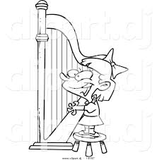 Colouring sheets will give children the opportunity to practise their colouring and fine motor skills. Vector Of Cartoon Girl Playing A Harp Coloring Page Outline By Toonaday 14197