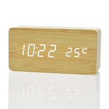 Wood Grain Led Alarm Clock Led Alarm Clock Digital Table Clock Modern Alarm Clock