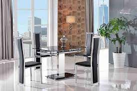 A few marks on the table and a couple of the chairs. Enzo Extendable Black Glass Dining Table With 4 Or 6 Elsa Leather Chairs Ebay