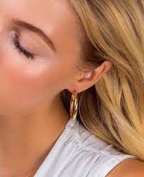 Jessica simpson women's bamboo textured statement hoop earrings. 14k Gold Hoops Hoop Earrings Gold Vermeil Hoops Medium Hoop Etsy