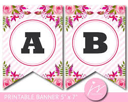 Getting ready for a birthday bash? Pink And Green Floral Watercolour Banner With Stripes Birthday Wedding And Baby Shower Banner Pb 621 Birthday Banner Free Printable