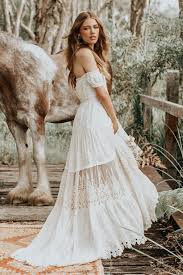 There are different types of dresses and the length of the train can be variable; Isabell Andreeva Wears Spell Bride Amelie Gown Dream Wedding Ideas Dresses Western Wedding Dresses Wedding Dresses