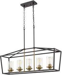 Emliviar Modern 5 Light Kitchen Island Pendant Light Fixture Linear Pendant Lighting Bla Pendant Light Fixtures Linear Pendant Lighting Island Pendant Lights