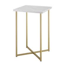 White Faux Marble Gold Square Side Table Square Side Table White Marble Side Table White Side Tables