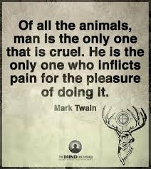 Of All Animals Man Is The Only Cruel One Mark Twain Quotes Animal Quotes Words