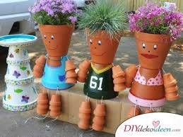 Diy Garten Dekoideen Mit Tontopfen Die Man Ganz Leicht Selber Machen Kann Topfblumen Blumentopf Design Diy Modelliermasse