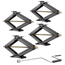 Now included dual sockets & mounting hardware kit!! Recpro Set Of 4 5000 Lb 30 Rv Trailer Stabilizer Leveling Scissor Jacks W Handle Buy Online In Bahamas At Bahamas Desertcart Com Productid 47076216