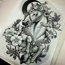 Designers also selected these stock illustrations. Traditional Black And White Horse Surrounded With Flowers Tattoo Design Tattooimages Biz
