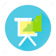 Business Graph Chart Presentation Flat Icon With Long Shadow