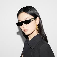 GEOMETRIC SHAPED FRAME BLACK FOLD LOGO SUNGLASSES