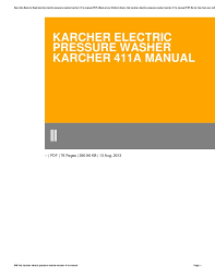 Karcher high pressure washer operator manual. Karcher Electric Pressure Washer Karcher 411a Manual