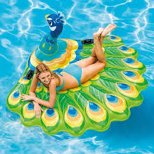 Intex Giant Inflatable Colorful Peacock Island Ride On Swimming Pool Float Raft Walmart Com Cool Pool Floats Pool Floats Swimming Pool Floats