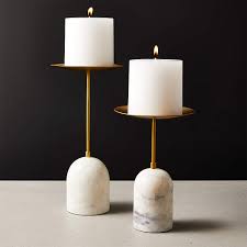 Sold and shipped by christmas central. Numa Marble And Brass Pillar Candle Stands Cb2
