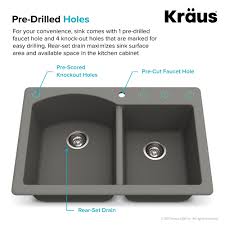 Starting at $599.90 (save 42%) free shipping Kraus Kgd 50 Forteza 33 Dual Mount 60 40 Double Bowl Granite Kitchen Sink Qualitybath Com
