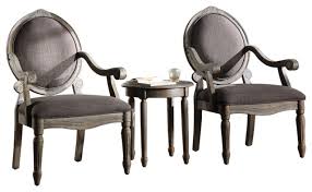 To let the modern accent chair be the statement piece, keep the sofa or sectional simple with black or grey. Khloe Accent Arm Chair And Table Set Antique Style Gray 3 Piece Set Traditional Living Room Furniture Sets By Homesquare