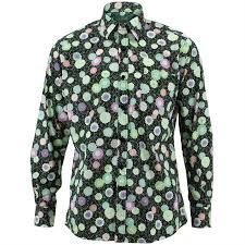 Details About Mens Shirt Loud Originals Regular Fit Floral Black Retro Psychedelic Fancy