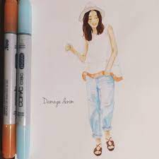ショップのstyling photoより ダメージデニムコーデ 五木ひろしじゃないよ イラスト イラストレーション ファッションイラスト コーディネート シンプルコーデ 妄想コーデ 妄想族 ダメージデニム コピック 一日一絵 illust illustration fashi