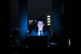 Ideally, we'd be in a cave. Man Using Computer In Dark Room Photo Free Black Image On Unsplash