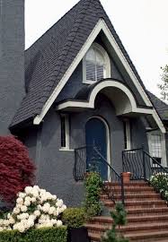 Browse exterior home design photos. Charcoal Gray Whie Black With Royal Blue Door House Exterior Color Schemes Exterior Color Schemes Exterior House Colors