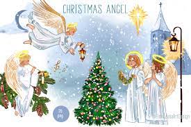 Christmas angel clipart, Christian Christmas By Elenazlata_Art |  TheHungryJPEG
