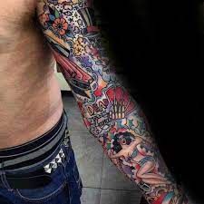There are plenty of celebrities who chose sleeve tattoo designs. Top 59 Traditional Tattoo Sleeve Ideas 2021 Inspiration Guide Traditional Tattoo Sleeve Arm Sleeve Tattoos Tattoo Sleeve Designs