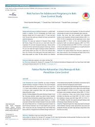 Statistik penunjang pendidikan 2015 (hasil susenas modul sosial budaya dan pendidikan). Pdf Faktor Risiko Kehamilan Usia Remaja Di Bali Penelitian Case Control