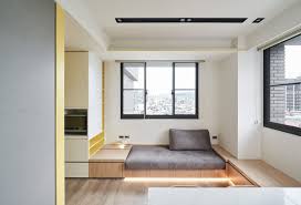 Small Interiors Made Airy With White And Yellow Decor And Space Saving Solutions Small Apartment Interior Interior Home
