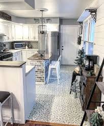Kitchen Tile Floor Renovation Ideas On A Budget Using Easy To Use Tile Stencil Patterns From Cuttin Patterned Kitchen Tiles Simple Kitchen Remodel Kitchen Tile