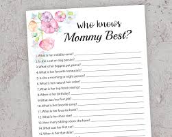 Who Knows Mommy Best Printable Baby Shower How Well Do You Etsy
