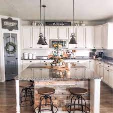 Farmhouse hydrangea centerpiece with greenery, silk flower dining table center piece, kitchen island centerpiece, mantel decor $128.00 $ 128. Rustic Kitchen Islands You Ll Want To Try