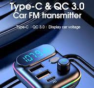 HiGi® - T70 cigarette lighter FM transmitter & car USB fast charger: 1x USB  Type-C + 1x USB-A