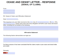 Resignation email letter example to use to resign from employment, information on what to write advice and sample letter of resignation to send by email. Free Cease And Desist Response Letters Templates And Samples Word Pdf Eforms