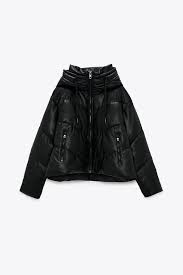 Faux Leather Puffer Jacket Zara Jacken Leder