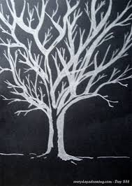 Artistic Black And White Tree Drawings Day 058 Drawing Of Silver Tree On Black Paper Black Paper Drawings Silver Tree