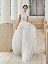 Salina By Rosa Clara Short Sleeve Wedding Dress High Neck Wedding Dress Wedding Dresses
