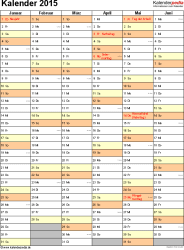 Theodor von kobbe, wilhelm cornelius: Kalender 2015 In Excel Zum Ausdrucken 16 Vorlagen