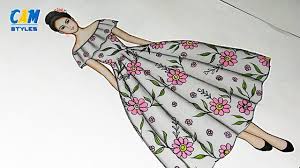 Beautiful Dresses Drawing How To Draw Women S Floral Dress Fashion I Floral Dress Fashion Fashion Illustration Dresses Dress Drawing