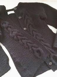 Black Knitted Cardigan Cardi With Cables Long Cardigan Winter Jacket Cardigan With Long Sleeves Black Knit Cardigan Black Knit Knit Cardigan