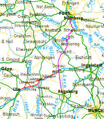 Weltweit anerkanntes dieser routenplaner berechnet die strecke, bei der die entfernung zum zielort am kürzesten ist. Radweit Nurnberg Donauworth Augsburg U Ulm Per Fahrrad Ubersicht Der Route