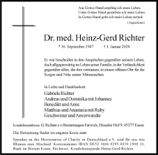 Traueranzeigen Von Heinz Gerd Richter Waz Trauer De