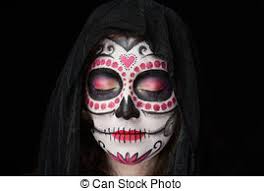 Zunächst einmal ich benutze weißes gesicht malen und ich wende es sanft auf meinem gesicht.2. Schadel Heilige Skull Halloween Frau Gesicht Isoliert Im Schwarzen Hintergrund Canstock