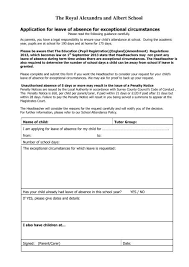 As this is the peak. Application Form For Leave Of Absence Royal Alexandra And Albert