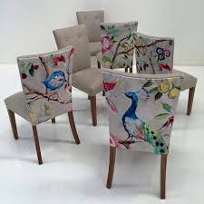 Love The Creative Fabric Choice On The Backs Of These Dining Chairs Painted Furniture Decor Upholstered Chairs