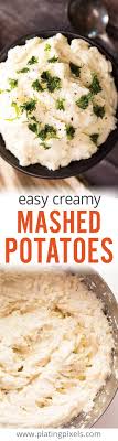 Easy Creamy Mashed Potatoes Plating Pixels Creamy Mashed Potatoes Recipe Mashed Potato Recipes Creamy Mash