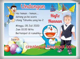 Undangan exlusif ini tergolong undangan papan atas. Contoh Undangan Ulang Tahun Tema Doraemon Undangan Doraemon Ulang Tahun
