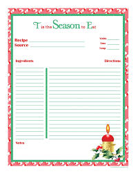Christmas Recipe Card Full Page Recipe Cards Template Holiday Recipe Card Template Christmas Recipe Cards